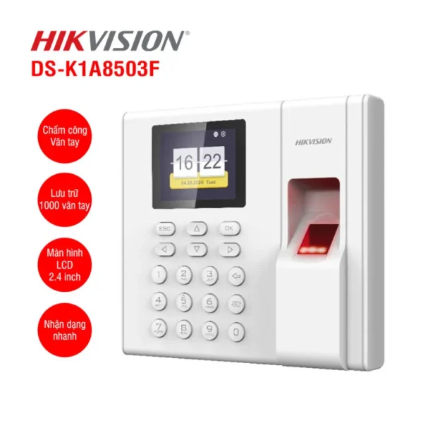 may cham cong hikvision ds k1a8503mf 1